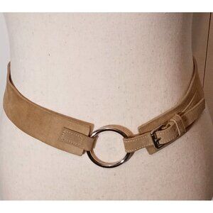 Banana Republic Beige Suede Belt With Silver Circle Buckle Size M